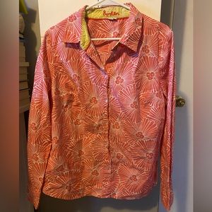 Boden Salmon Floral Poplin Button Down Shirt